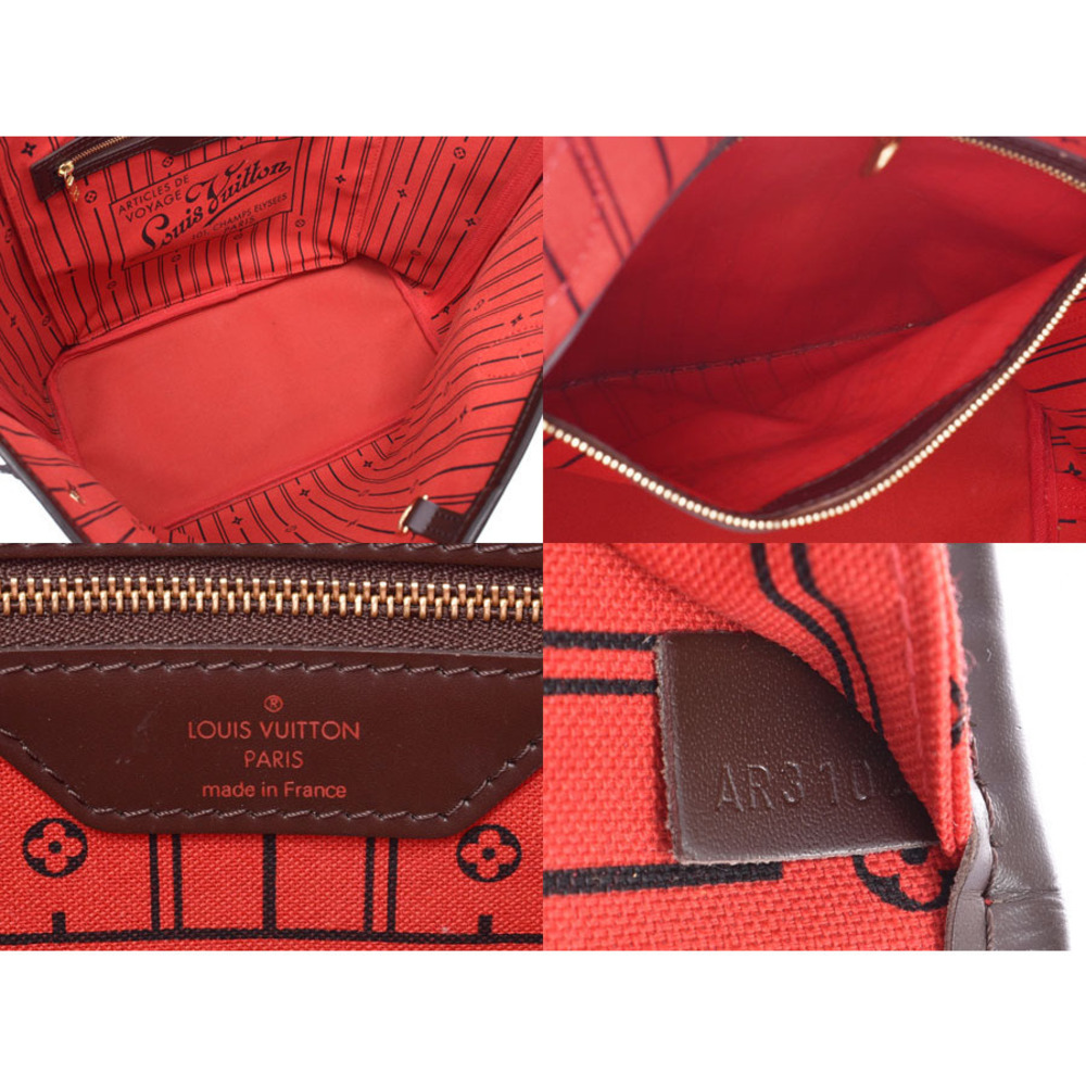 Louis Vuitton Damier Neverfull Brown Leather Tote Bag - Picture 9 of 12